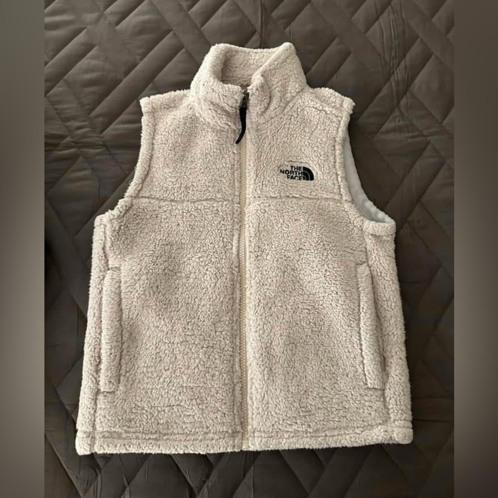 Like NEW - Sheepa Fleece - off white - North Face Vest - Youth small